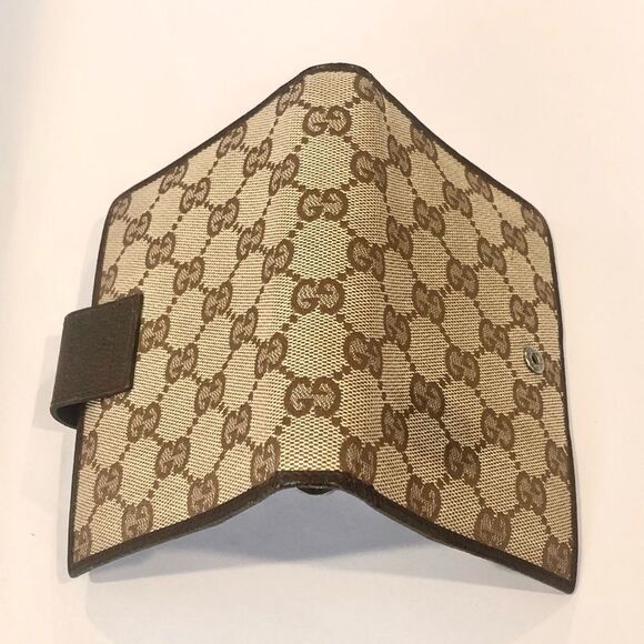 M GUCCI MONOGRAM Leather Canvas Agenda Binder Passport Holder Credit Card Wallet - Picture 5 of 17